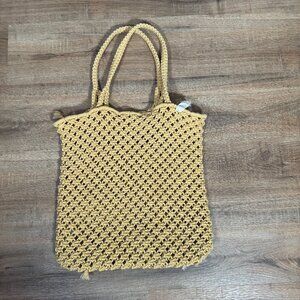 The Beach People Macrame Cord Tote Bag Beige Beachy Boho